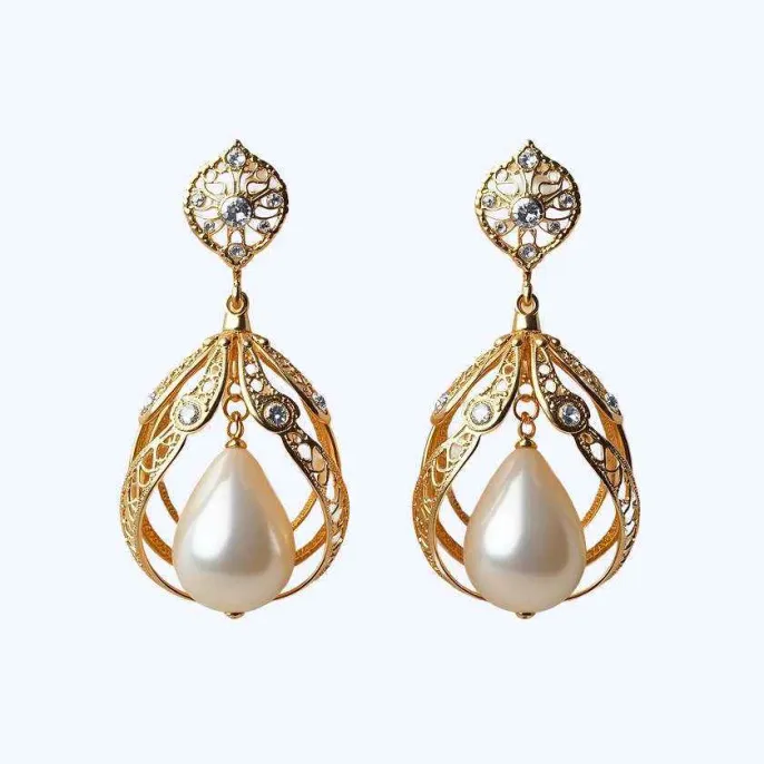 Серьги Silvestra золотые с жемчугом