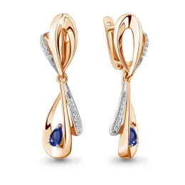 Серьги с агатом из серебра с позолотой