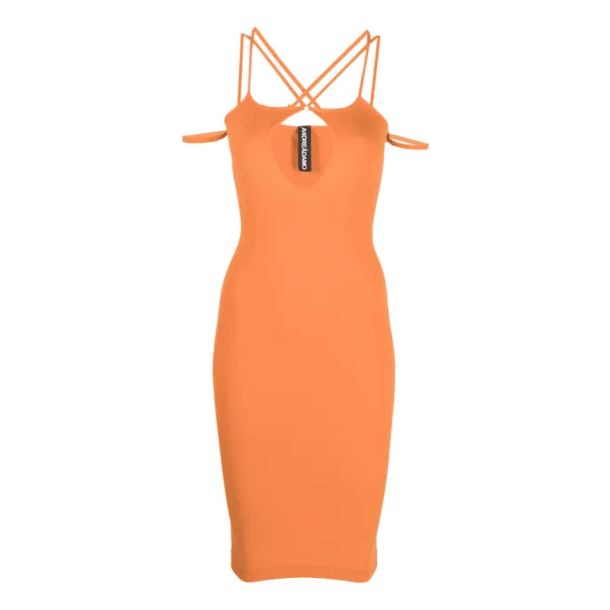 Силуэтное платье Nuvella (оранжевое, размер M)